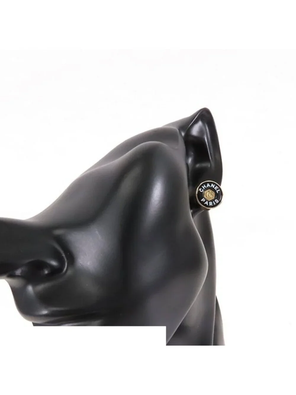 Chanel Earrings Gold Black Metal CC Logo 24c